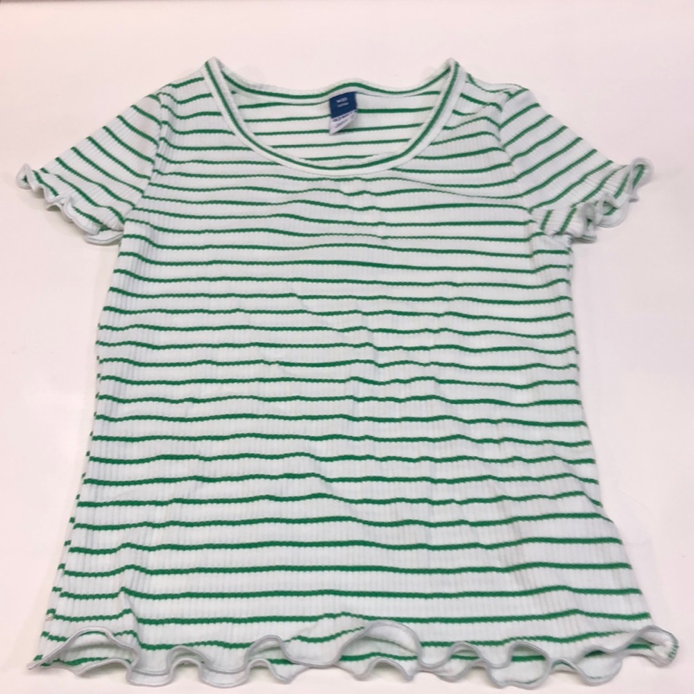 Old Navy Top: Green & White Stripes
